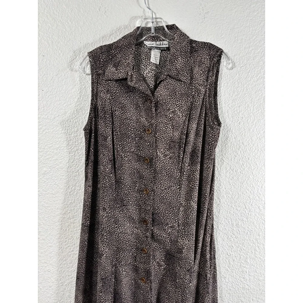 Vintage Lucia Lufkin Broomskirts Dress‎ Womens Medium Brown Leopard Maxi 90s Y2K